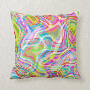 Groovy Hippy Retro Rainbow Surface Pattern  Cushion