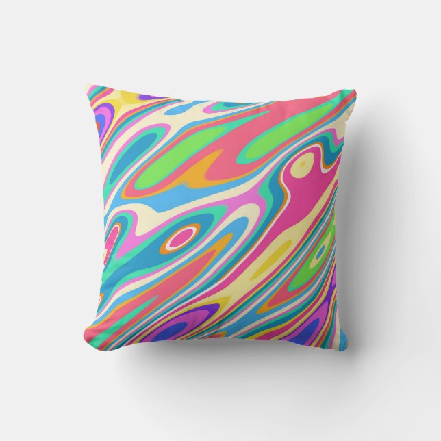 Groovy Hipster Retro Rainbow Surface Pattern  Cushion (Front)