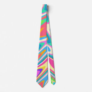 Groovy Hipster Retro Rainbow Surface Pattern  Tie
