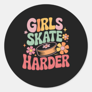 Groovy Hockey Love Ice Hockey Lover (5) Classic Round Sticker