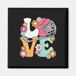 Groovy Hockey Love Ice Hockey Lover Women Girls Cu Magnet