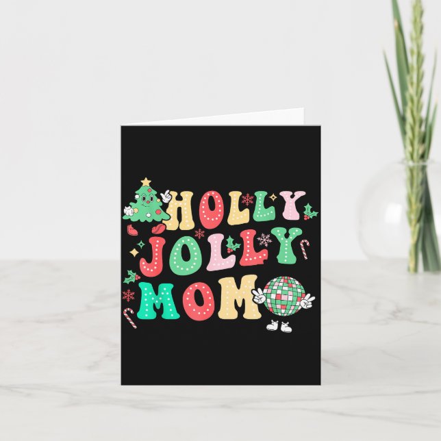 Groovy Holly Xmas Jolly Mom Christmas Vibes Matchi Card (Front)