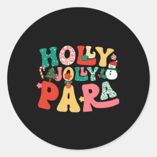 Groovy Holly Xmas Jolly Para Merry Christmas Vibes Classic Round Sticker