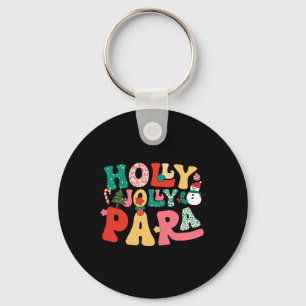 Groovy Holly Xmas Jolly Para Merry Christmas Vibes Key Ring