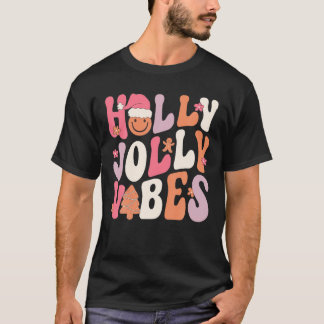 Groovy Holly Xmas Jolly Vibes Christmas Costume T-Shirt