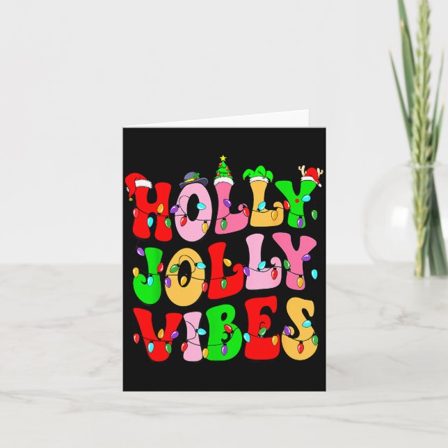 Groovy Holly Xmas Jolly Vibes Nk Christmas Xmas Me Card (Front)