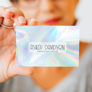 Groovy Holographic Modern Glam Business Cards