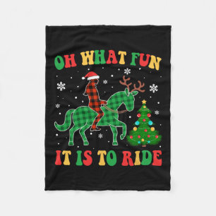 Groovy Horse Oh What Fun It Is To Ride Christmas X Fleece Blanket