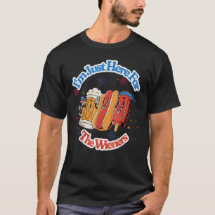 Groovy Hot Dog I m Just Here For The Wieners 4th O T-Shirt
