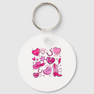 Groovy Howdy Valentine Western Valentines Day Cowb Key Ring