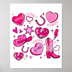 Groovy Howdy Valentine Western Valentines Day Cowb Poster