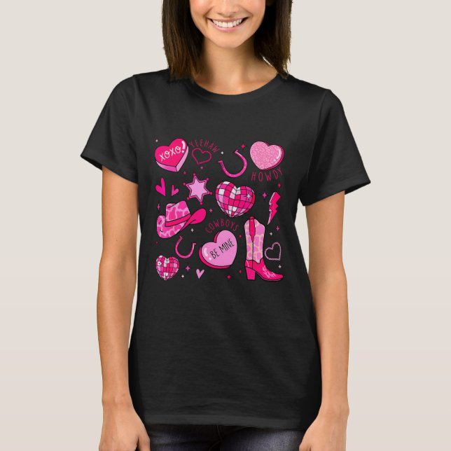 Groovy Howdy Valentine Western Valentines Day Cowb T-Shirt (Front)