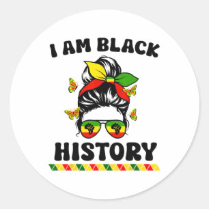 Groovy I Am Black History Month Black Women Girl P Classic Round Sticker