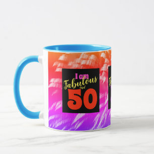 Groovy "I am" Fabulous and 50 Colourful Fireworks Mug
