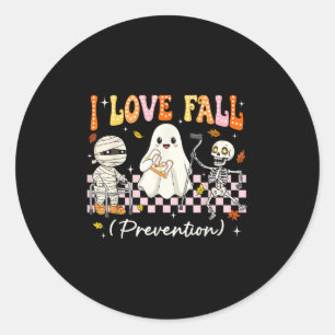 Groovy I Love Fall Prevention Physical Therapy Nur Classic Round Sticker