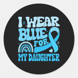 Groovy I Wear Blue For Autism Awareness Family Mat Classic Round Sticker