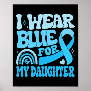 Groovy I Wear Blue For Autism Awareness Family Mat Poster