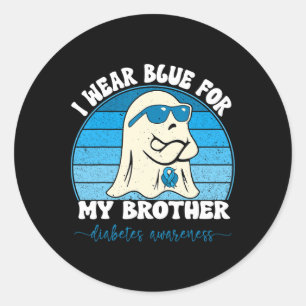 Groovy I Wear Blue For My Brother Diabetes T1d Awa Classic Round Sticker