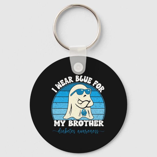 Groovy I Wear Blue For My Brother Diabetes T1d Awa Key Ring (Front)