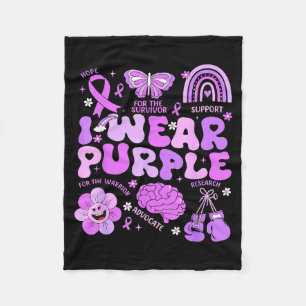 Groovy I Wear Purple Support Epilepsy Awareness Da Fleece Blanket