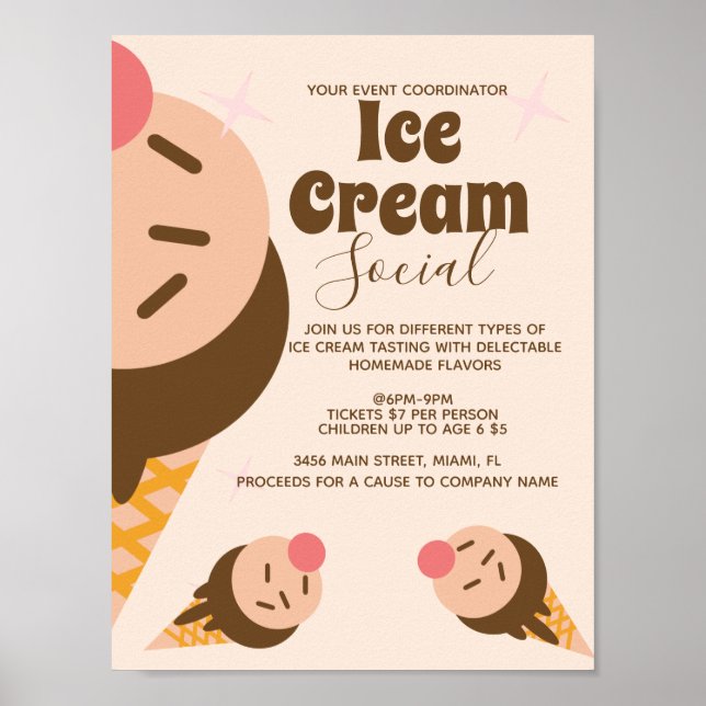 Groovy Ice Cream Cone Social Flyer  Poster (Front)