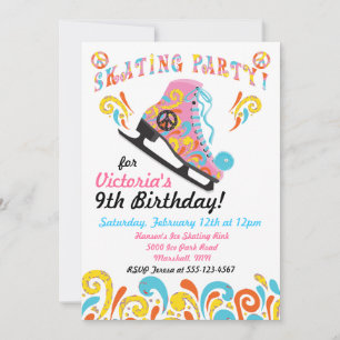 Groovy Ice Skating Party Invitations