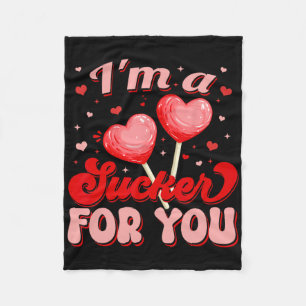 Groovy I'm A Sucker For You Retro Heart Candy Vale Fleece Blanket