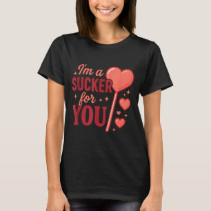 Groovy Im A Sucker For You Retro Heart Candy Valen T-Shirt