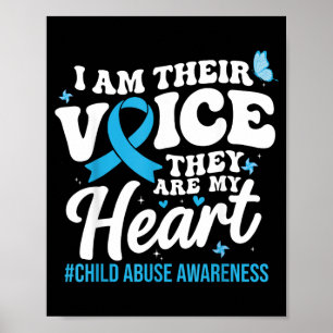 Groovy Im Their Voice Support Child Awareness Blue Poster