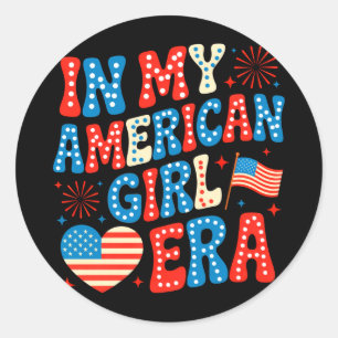 Groovy in american girl era retro 4th of july classic round sticker