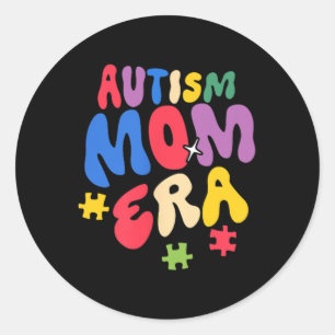 Groovy In My Autism Mum Era Funny Awareness Warrio Classic Round Sticker