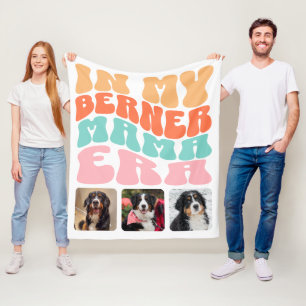 Groovy In My Berner Mama Era Bernese Mountain Dog Fleece Blanket