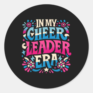 Groovy In My Cheer Leader Era Cheerleader Cheerlea Classic Round Sticker
