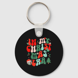 Groovy In My Christmas Era Cute Christmas Holiday Key Ring