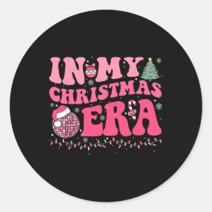 Groovy In My Christmas Era Family Matching Merry C Classic Round Sticker