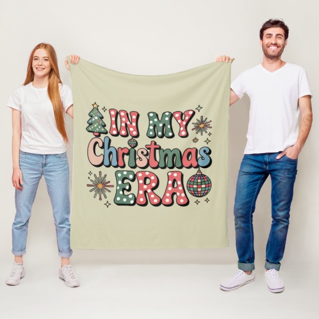 Groovy In My Christmas Era Funny Teacher Fleece Blanket (In Situ)