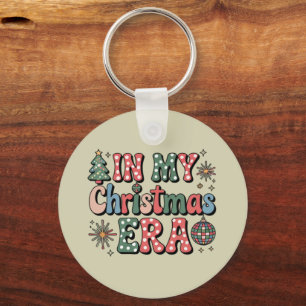 Groovy In My Christmas Era Funny Teacher Key Ring