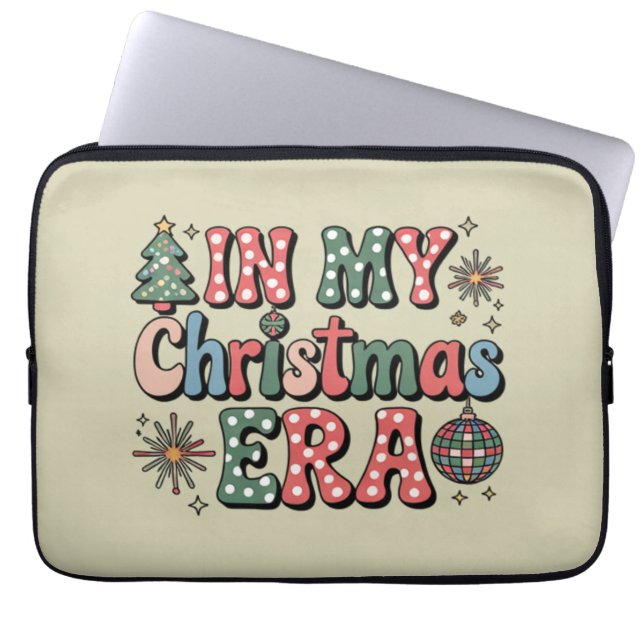 Groovy In My Christmas Era Funny Teacher Laptop Sleeve (Front)