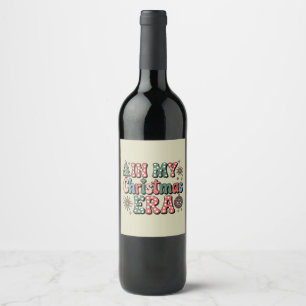 Groovy In My Christmas Era Funny Teacher Wine Label