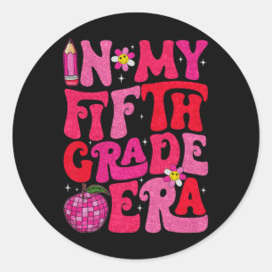 Groovy In My Fifth Grade Era First Day Of School B Classic Round Sticker