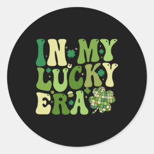 Groovy In My Lucky Era St Patrick's Day Shamrock L Classic Round Sticker