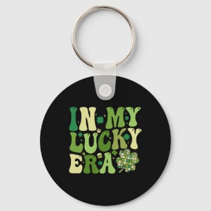 Groovy In My Lucky Era St Patrick's Day Shamrock L Key Ring
