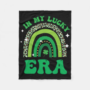 Groovy In My Lucky Era St Patricks Day Shamrock Lu Fleece Blanket