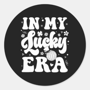 Groovy In My Lucky Era St Patricks Paddy Day Retro Classic Round Sticker