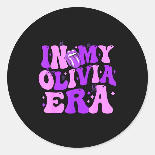 Groovy In My Olivia Era For Men Women Kids Funny S Classic Round Sticker (Front)