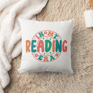 Groovy "In My Reading Era" Wavy Font Graphic Cushion