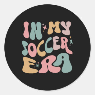 Groovy In My Soccer Era Kids Classic Round Sticker