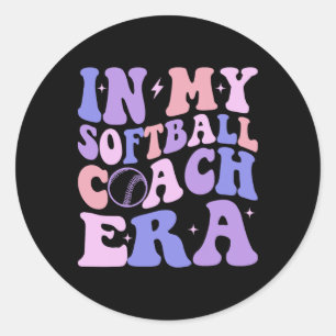 Groovy In My Softll Coach Era Softll Coach Funny C Classic Round Sticker