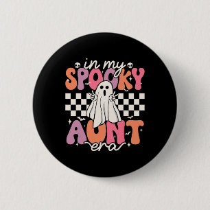 Groovy In My Spooky Aunt Era Retro Auntie Hallowee 6 Cm Round Badge