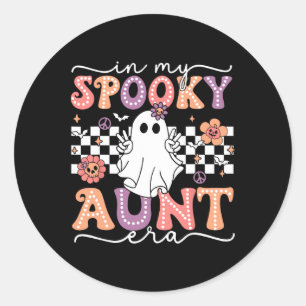 Groovy In My Spooky Aunt Era Retro Auntie Hallowee Classic Round Sticker